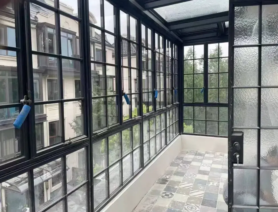 美式别墅格条系统窗整屋落地效果